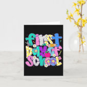 Preppy Onderwijzer Gelukkige Eerste Dag Van School Kaart (Gele Bloem)