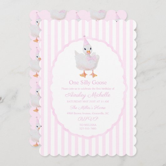 Preppy One Silly Goose Roze Kaart (Voorkant / Achterkant)