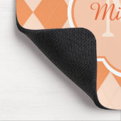 Preppy Oranje Argyle Girly Monogram en naam Muismat (Hoek)