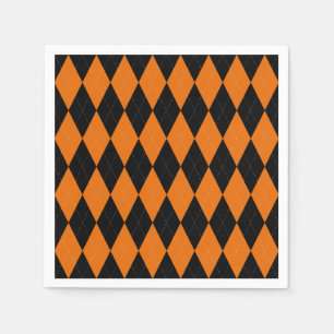 Preppy Oranje Argyle Party Papier Servet