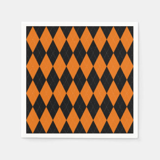 Preppy Oranje Argyle Party Papier Servet