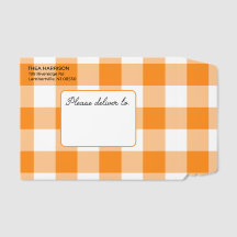 Preppy oranje geruite verzend envelop met adresvak