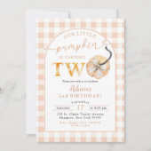 Preppy Oranje Gingham Pompoen 2e Verjaardag Kaart (Voorkant)