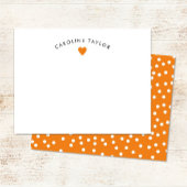 Preppy Oranje Heart & Stippen Cute Girly Note Card Notitiekaartje