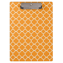 Preppy Oranje Quatrefoil Klembord
