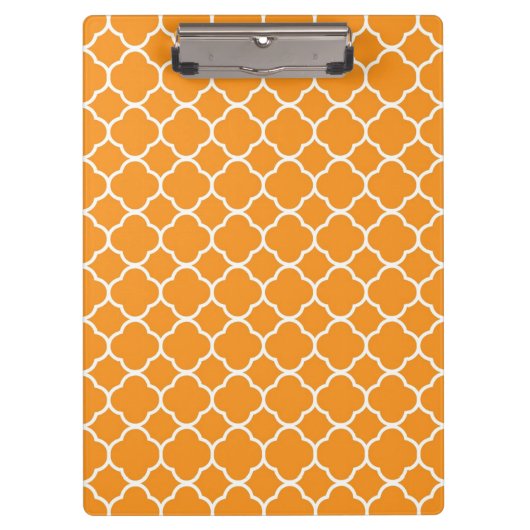 Preppy Oranje Quatrefoil Klembord (Voorkant)