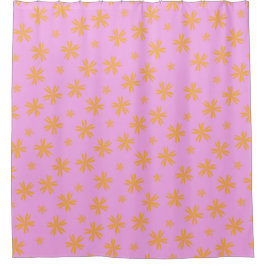 Preppy Oranje Roze Hippie Flower Pattern Douchegordijn