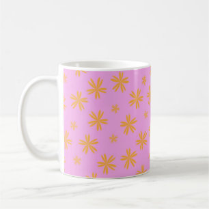 Preppy Oranje Roze Hippie Flower Pattern Koffiemok