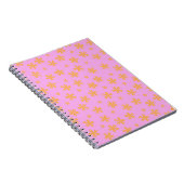 Preppy Oranje Roze Hippie Flower Pattern Notitieboek (Rechterzijde)