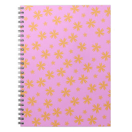 Preppy Oranje Roze Hippie Flower Pattern Notitieboek