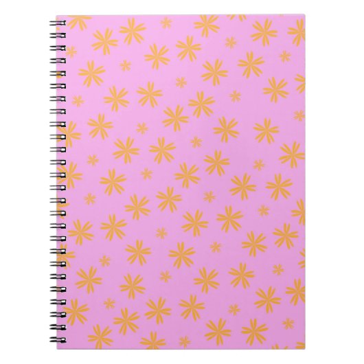 Preppy Oranje Roze Hippie Flower Pattern Notitieboek (Voorkant)