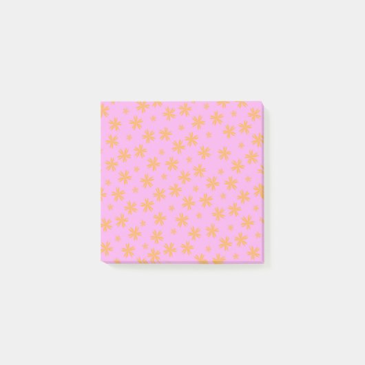 Preppy Oranje Roze Hippie Flower Pattern Post-it® Notes (Voorkant)