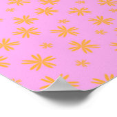 Preppy Oranje Roze Hippie Flower Pattern Poster (Hoek)