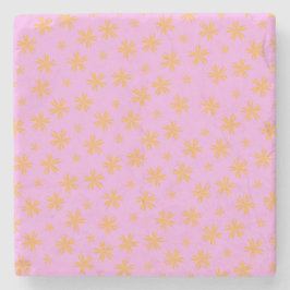 Preppy Oranje Roze Hippie Flower Pattern Stenen Onderzetter