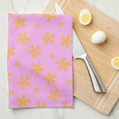 Preppy Oranje Roze Hippie Flower Pattern Theedoek (Quarter Fold)