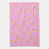 Preppy Oranje Roze Hippie Flower Pattern Theedoek (Verticaal)