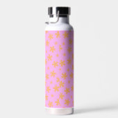 Preppy Oranje Roze Hippie Flower Pattern Waterfles (Rechts)