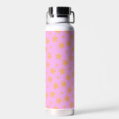 Preppy Oranje Roze Hippie Flower Pattern Waterfles (Achterkant)