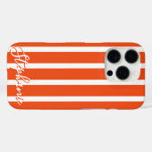 Preppy oranje streep script naam iPhone hoesje (Achterkant (horizontaal))