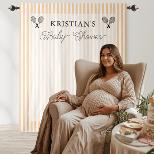 Preppy Oranje Tennis Thema Baby Shower Achtergrond Wandkleed