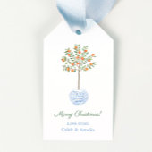 Preppy Oranje Tree Chinoiserie Feestdagen Hostess Cadeaulabel