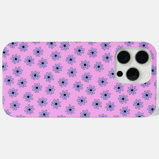 Preppy Paars Blue Hippie Flower Pattern Case-Mate iPhone Case (Achterkant (horizontaal))