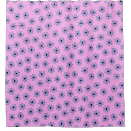 Preppy Paars Blue Hippie Flower Pattern Douchegordijn