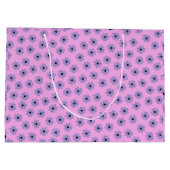 Preppy Paars Blue Hippie Flower Pattern Groot Cadeauzakje (Achterkant)
