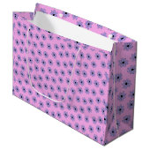 Preppy Paars Blue Hippie Flower Pattern Groot Cadeauzakje (Voorkant Gekanteld)