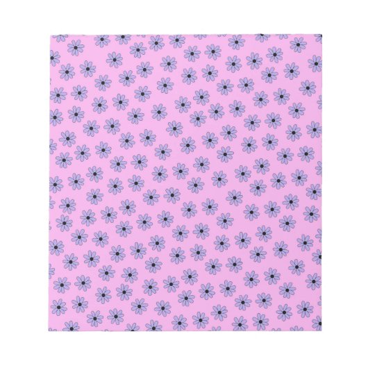 Preppy Paars Blue Hippie Flower Pattern Notitieblok (Voorkant)