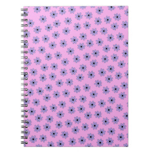 Preppy Paars Blue Hippie Flower Pattern Notitieboek