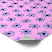 Preppy Paars Blue Hippie Flower Pattern Poster (Hoek)
