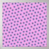 Preppy Paars Blue Hippie Flower Pattern Poster (Voorkant)