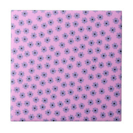 Preppy Paars Blue Hippie Flower Pattern Tegeltje