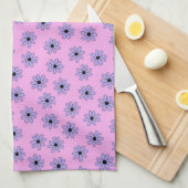 Preppy Paars Blue Hippie Flower Pattern Theedoek (Quarter Fold)