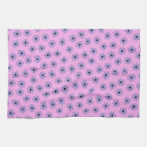 Preppy Paars Blue Hippie Flower Pattern