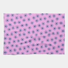 Preppy Paars Blue Hippie Flower Pattern Theedoek