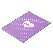 Preppy paars polka stip hartgepersonaliseerd tijds notitieboek (Linkerzijde)