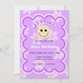 Preppy Paarse Daisy Y2K Happy Face Party Verjaarda Kaart (Voorkant)