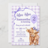 Preppy Paarse Moo Moo Holy Koe 2e verjaardag Kaart (Voorkant)