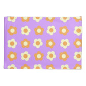 Preppy Paarse Oranje bloemeneenvoudige bloemenpatr Kussensloop (Achterkant)