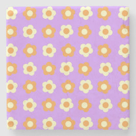 Preppy Paarse Oranje bloemeneenvoudige bloemenpatr Stenen Onderzetter