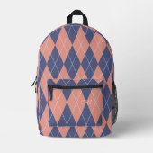 Preppy Paarse Roze Argyle Print Monogram Initialen Bedrukte Rugzak (Voorkant)