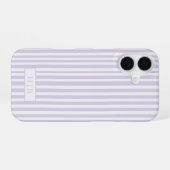 Preppy Paarse Streep Monogram iPhone 16 Hoesje (Achterkant horizontaal)
