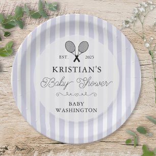 Preppy Paarse Tennis Country Club Baby shower Papieren Bordje
