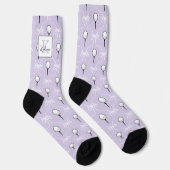 Preppy Paarse Witte Strik Golf Patroon Monogram  Sokken (Rechts)