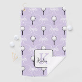 Preppy Paarse Witte Strik Patroon Monogram  Golfhanddoek (Insitu)