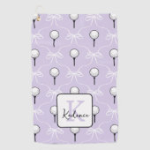 Preppy Paarse Witte Strik Patroon Monogram  Golfhanddoek (Voorkant)