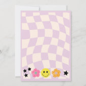 Preppy Paarse Y2K Happy Face Party Verjaardag Kaart (Achterkant)