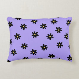 Preppy Paarse zwarte bloemeneenvoudige bloemenpatr Accent Kussen